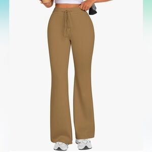 Women's Tan High-Waisted Pants soft, straight leg, size large